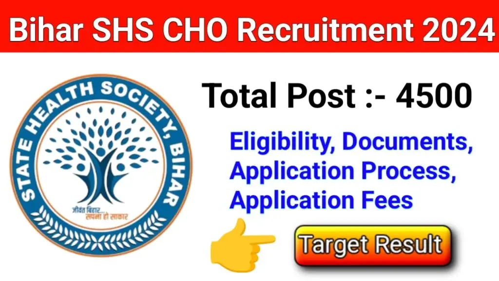 Bihar SHS CHO Recruitment 2024 New Application,Best Process 1 Bihar SHS CHO Recruitment 2024