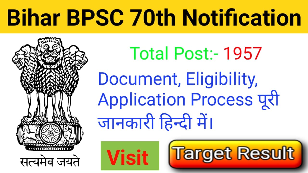 Bihar BPSC 70th Notfication Pre Online Form 2024,1957 Post 1 Bihar BPSC 70th Notfication