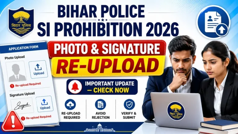 Bihar Police SI Prohibition Photo & Signature Re-upload 2026