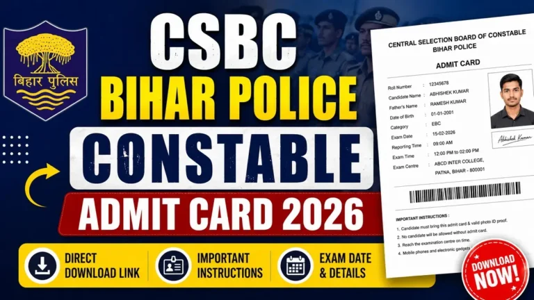 CSBC Bihar Police Constable Admit Card 2026